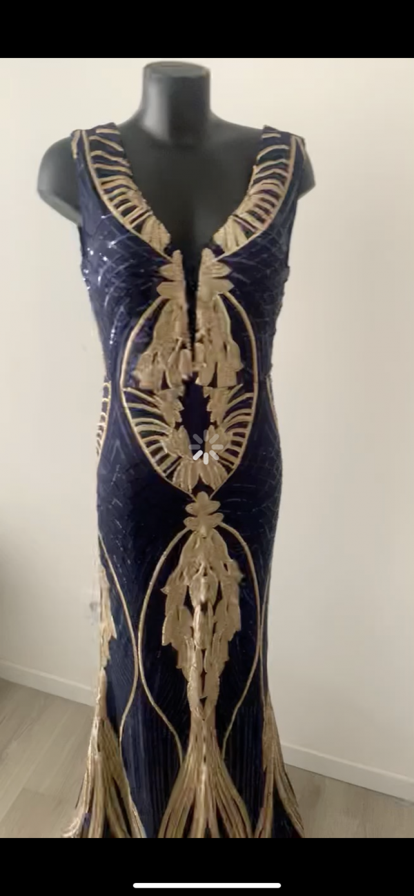 Robe de soirée sequin Bleu or – Image 3