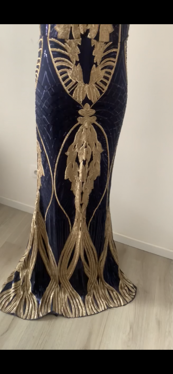 Robe de soirée sequin Bleu or – Image 2