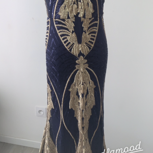 Robe de soirée sequin Bleu or
