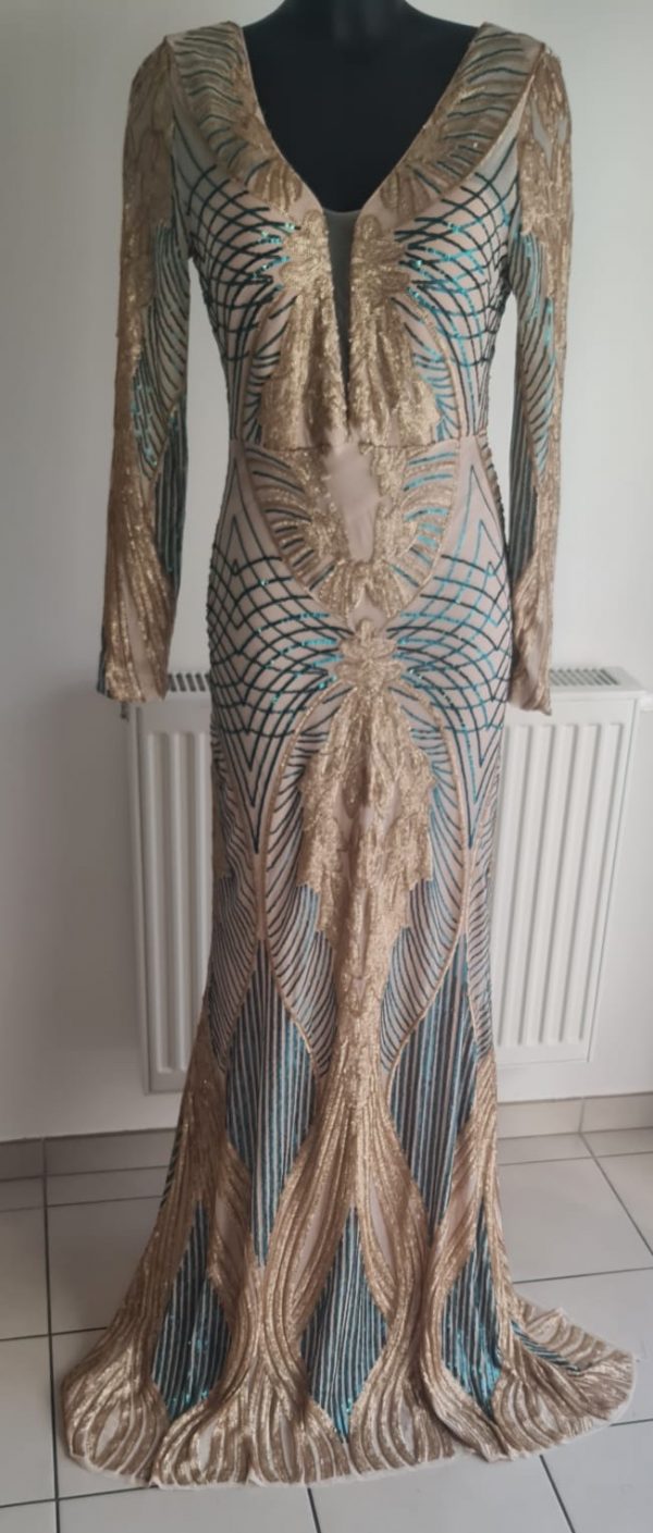 Robe sirène vert et or – Image 2
