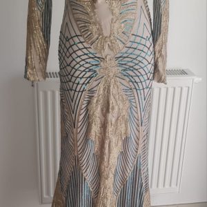 Robe sirène vert et or