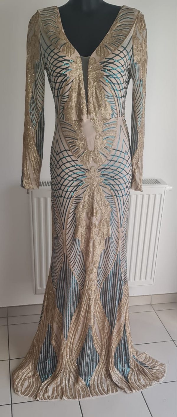 Robe sirène vert et or